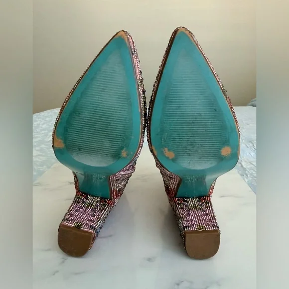 Betsey Johnson Pink Floral Crystal Block Heel Booties - Picture 5 of 12